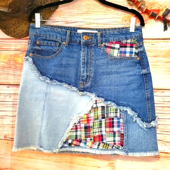 UPCYCLED☆HANDMADE "ella moss" and ☆OKD co. EMBELLISHED DENIM SKIRT Size 28 - Picture 15 of 15